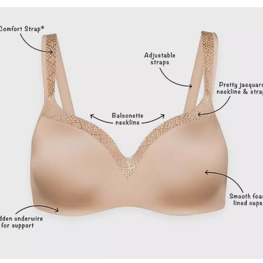 Playtex 4823 Secrets Amazing Shape‎ Balconette Underwire Bra 42D Sandshell - Picture 8 of 9